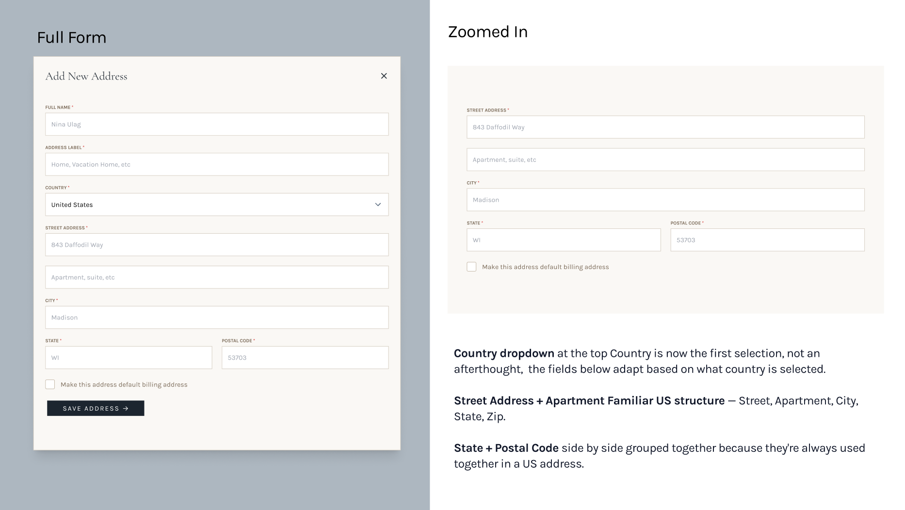 US-optimized address form
