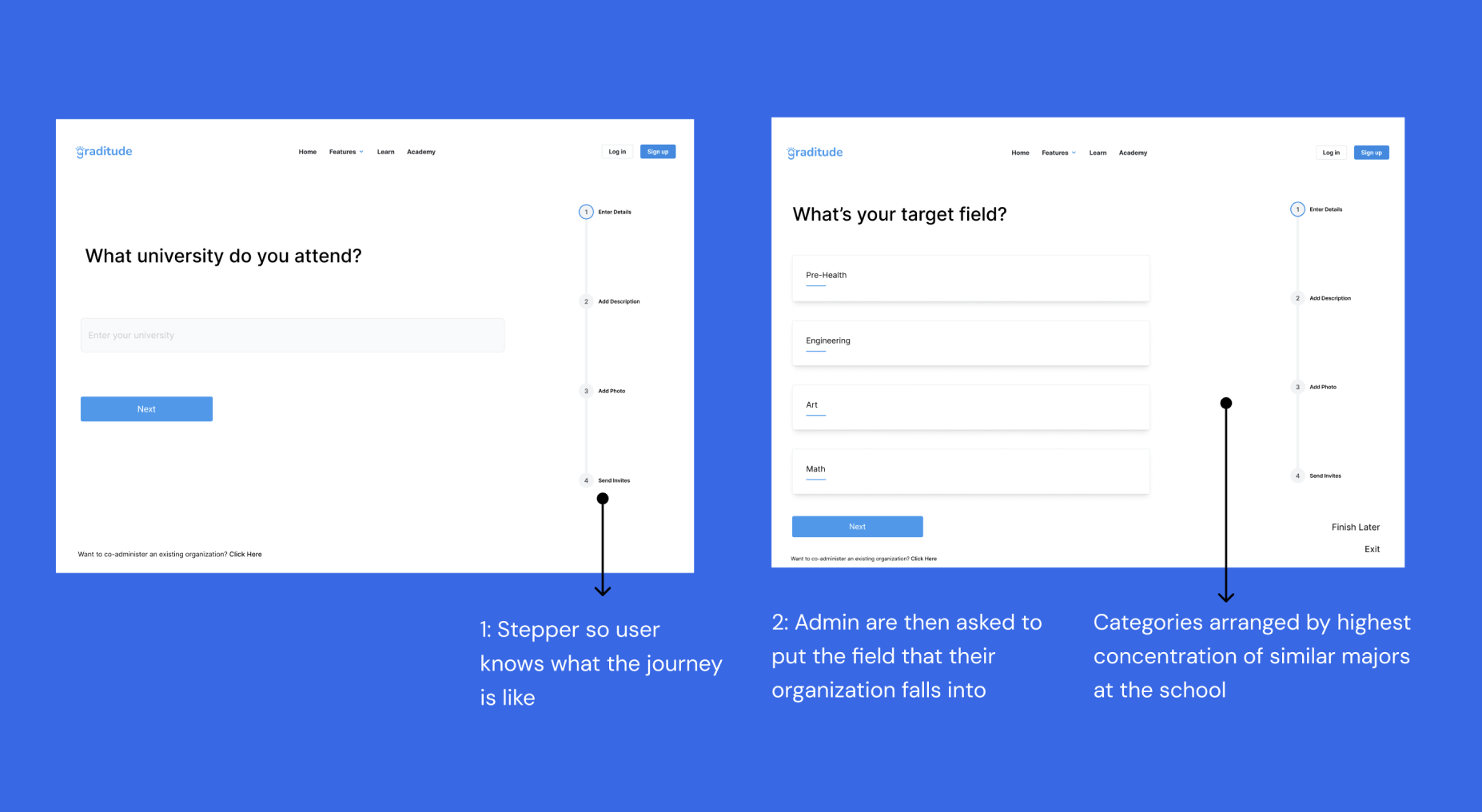 Initial organization creation flow — screen 1