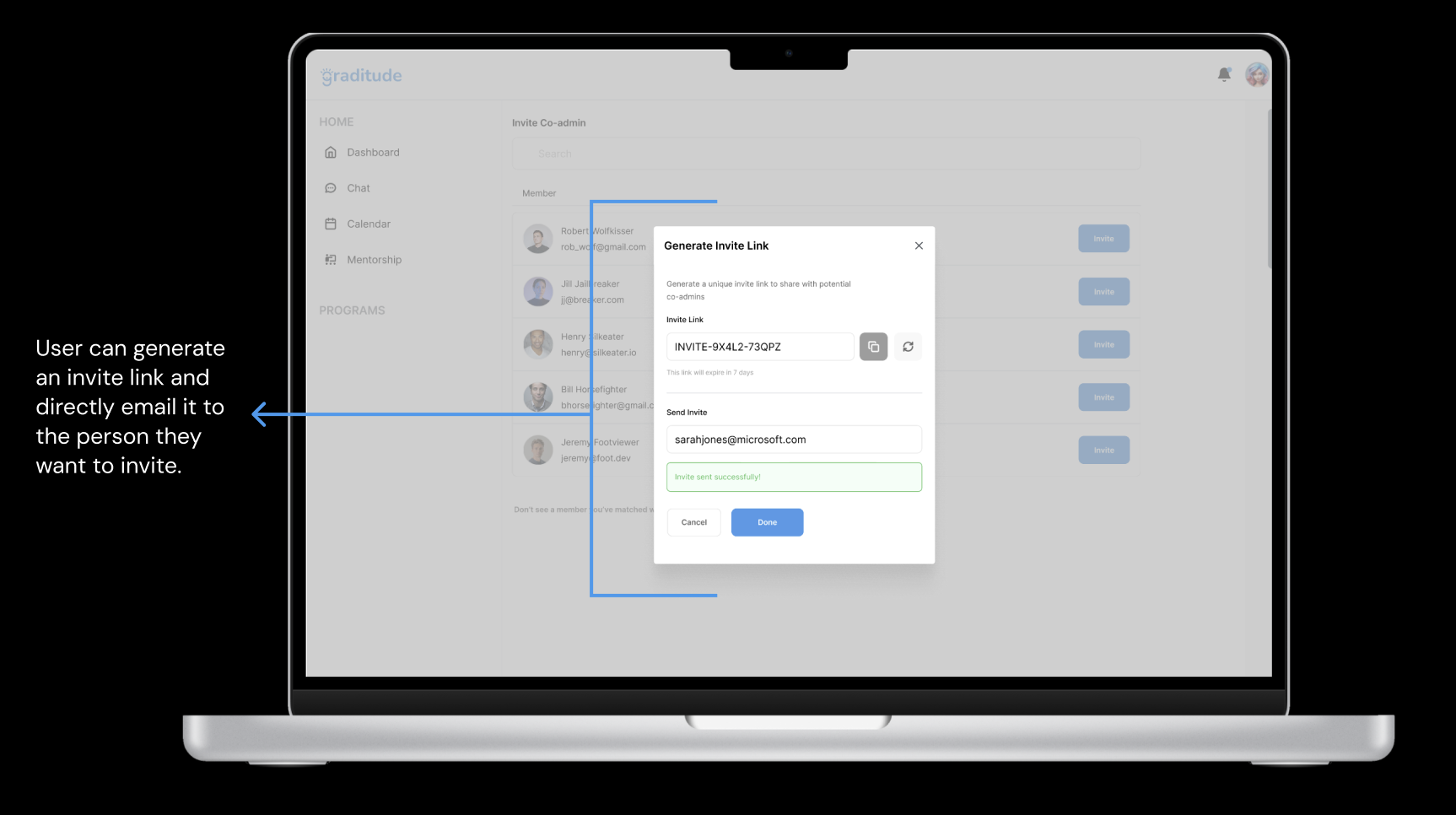 Invite co-admin — screen 2